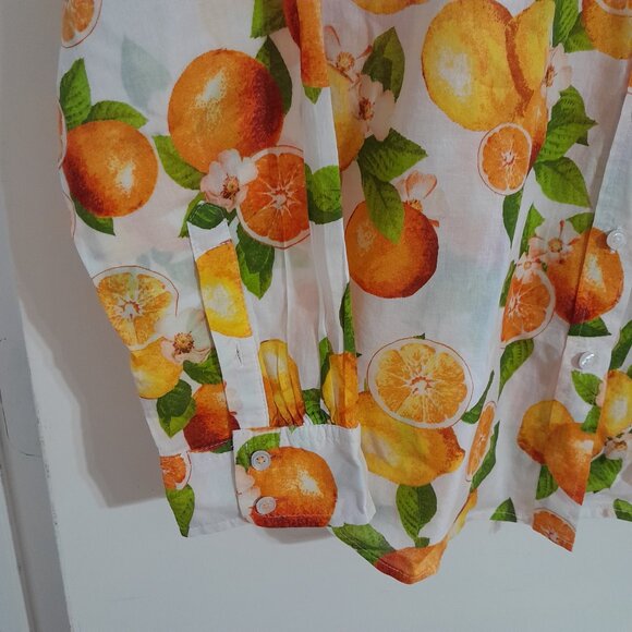 TALBOTS Button-up Shirt Lemons & Oranges Size M - Picture 5 of 5